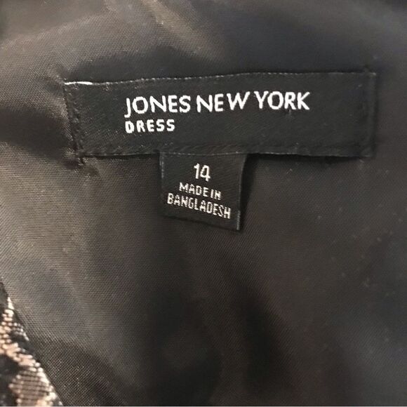 Jones New York Dress Women's Size 14 Taupe & Black Sleeveless Sheath - Picture 10 of 11